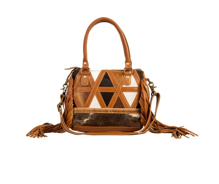 Myra Yellowstone Desert Creek Fringed Suede Leather Concealed Carry Bag in Sand Brown