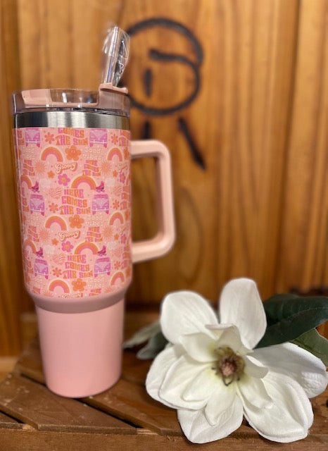Hot Pink 40 Oz Tumbler Cup with Handle – Enchanted Florist and Gifts