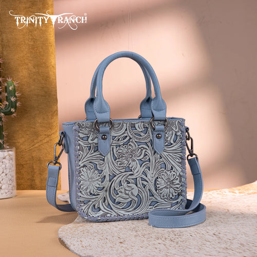 Trinity Ranch Floral Tooled Collection Mini Tote/Crossbody - Jean
