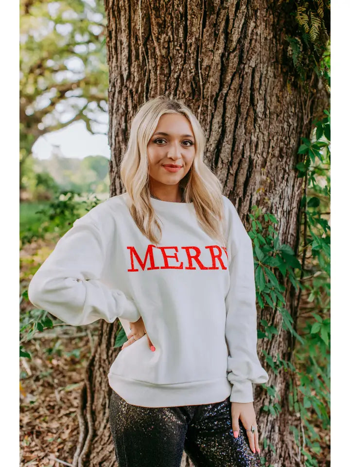 Merry Christmas Sequins Engraved Sweatshirt