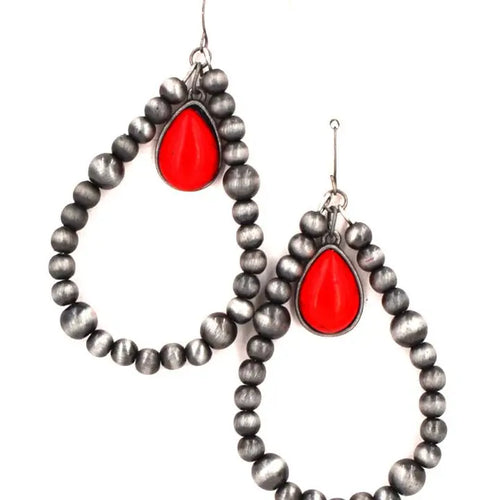 Teardrop Bead Crystal Stone Earrings