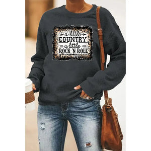 Rock N Roll Print Sweatshirts Women