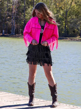 Only One Crystal Embellished Fringe Crop Jacket