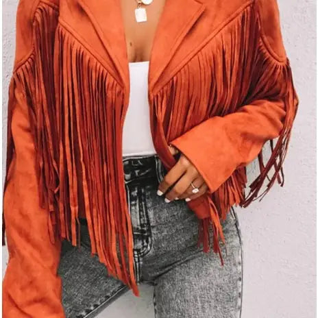 Long Sleeve Faux Suede Tassel Jacket (3 options)