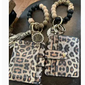 Leopard Card Holder Bangle with Charm