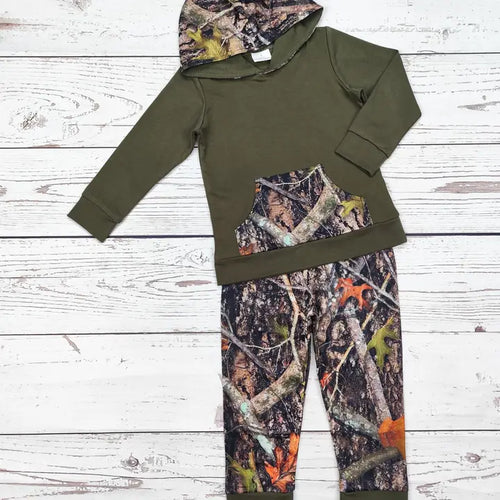 Boy's Camouflage Printed Hoodie Set