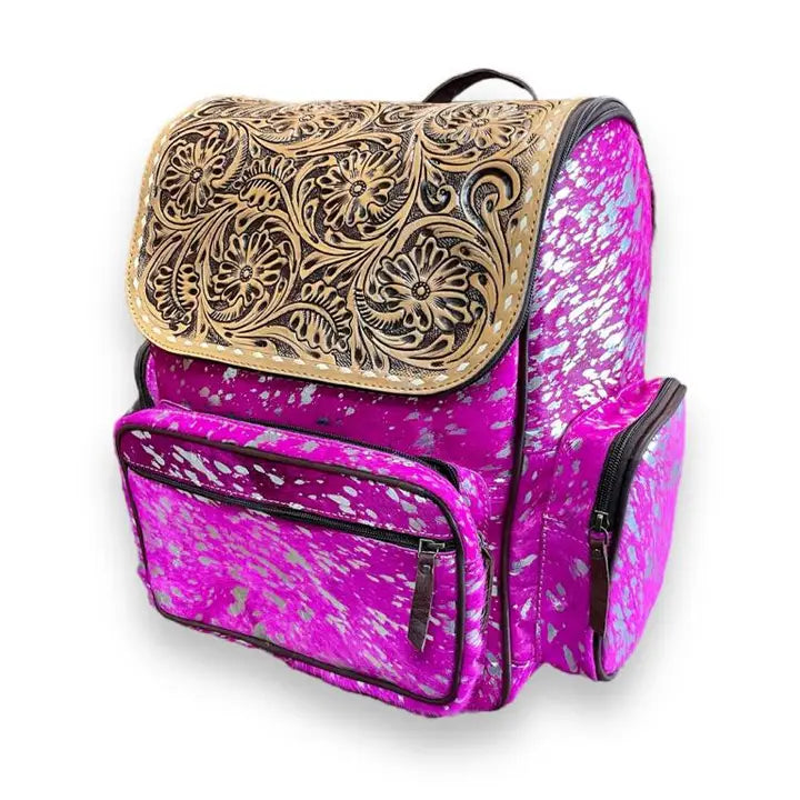 Tooled and Cowhide Backpack Diaper Bag 3 style options