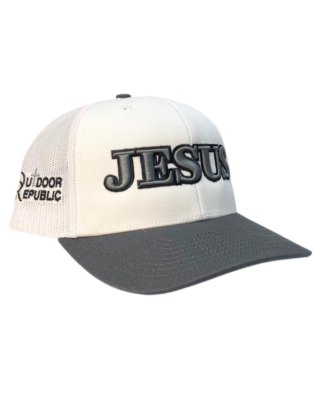 Jesus Snapback- White/Charcoal