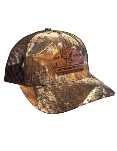 Harvest Buck Leather Patch Snapback-Realtree Edge/Brown