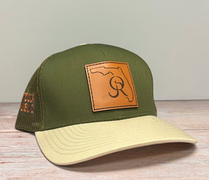 State Road Leather Patch Snapback-Moss/Beige