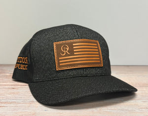 Leather OR Flag Snapback- Heather Black