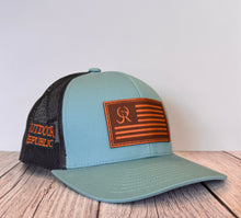 Leather OR Flag Snapback -Smoke Blue/Charcoal