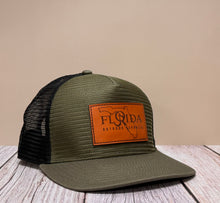 Florida Leather Patch Snapback- Loden/ Black