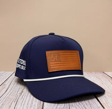 Leather OR Flag Snapback- Solid Navy