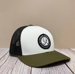 Circle Patch  Snapback-White/Army Green/Black