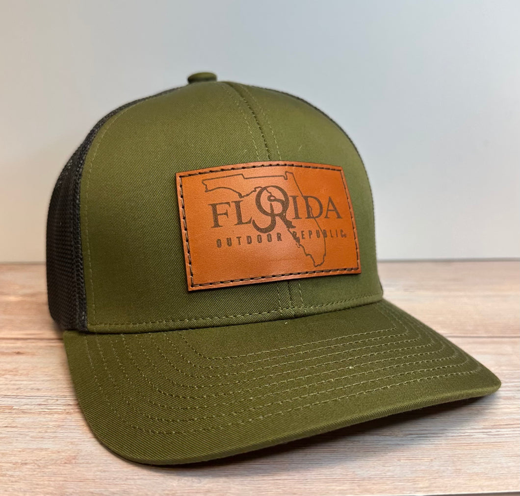 Florida OR Leather Patch Snapback- Moss Green/Light Charcoal