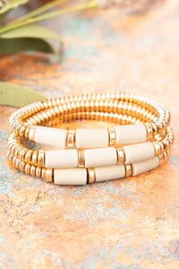 Ivory and Gold Tone Bracelet Set