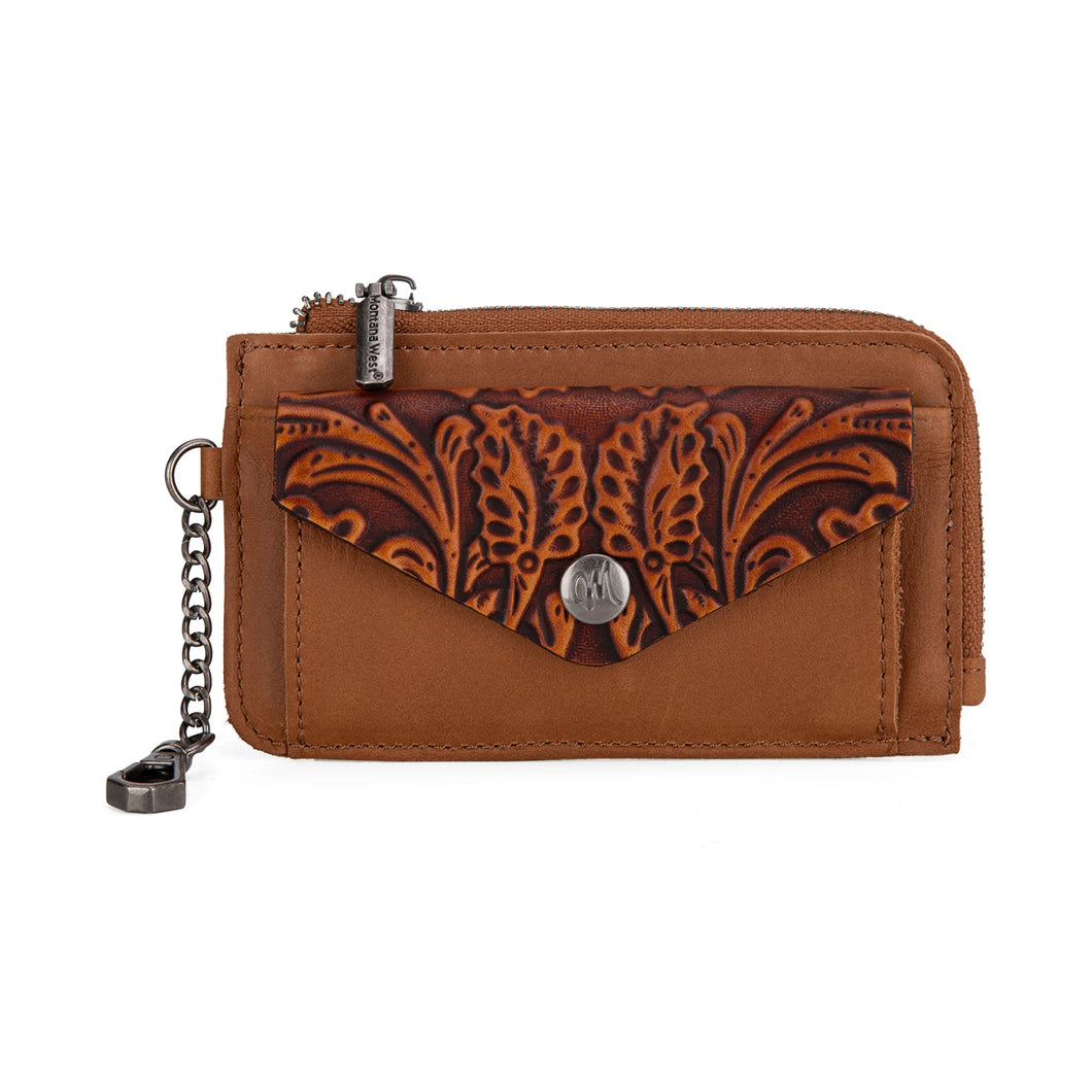 Montana West Genuine Leather Tooled Card Case RFID Wallet (2 color options)