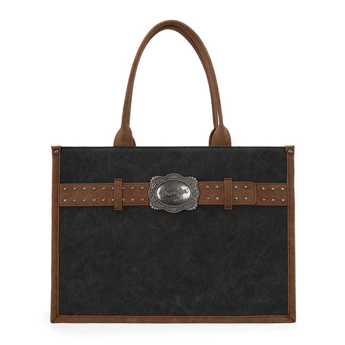 Wrangler Buckle Concealed Carry Large Tote-Black