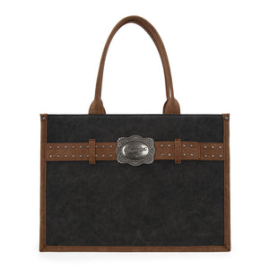 Wrangler Buckle Concealed Carry Large Tote-Black