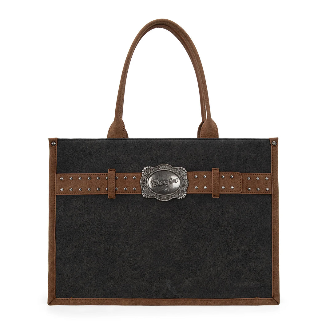 Wrangler Buckle Concealed Carry Large Tote-Black