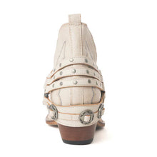 Myra Western Ember Leather Embroidered Booties in White