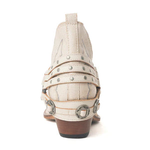 Myra Western Ember Leather Embroidered Booties in White