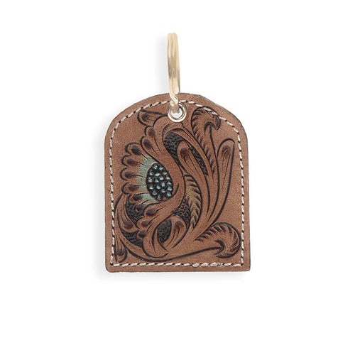 Myra Peeking Bloom Hand-tooled Leather Key Fob
