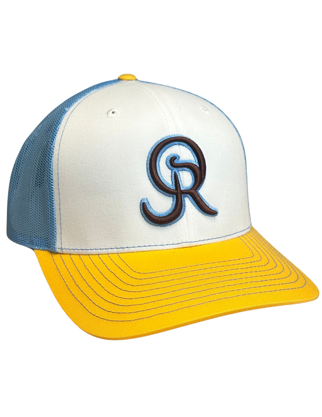 OR Logo Snapback- White/Columbia Blue/Yellow