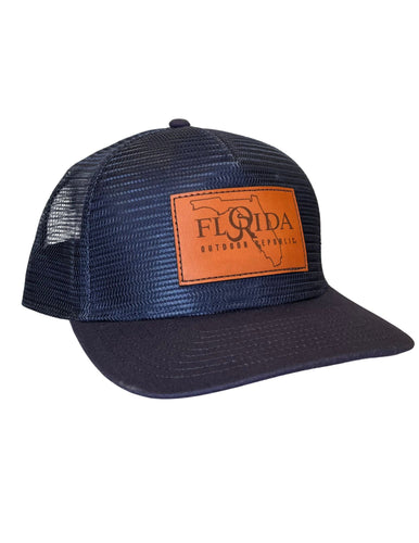 Florida Leather Patch Snapback-Solid Navy