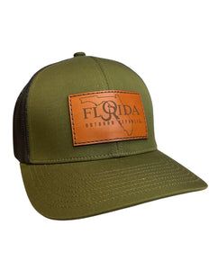 Florida OR Leather Patch Snapback- Moss Green/Light Charcoal