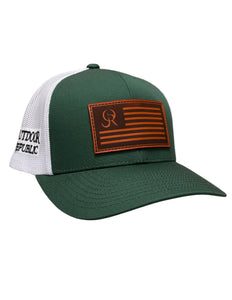 Leather OR Flag Snapback- Dark Green