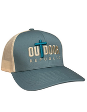 Outdoor Republic Cross Snapback Hat- Smoke Blue/Beige