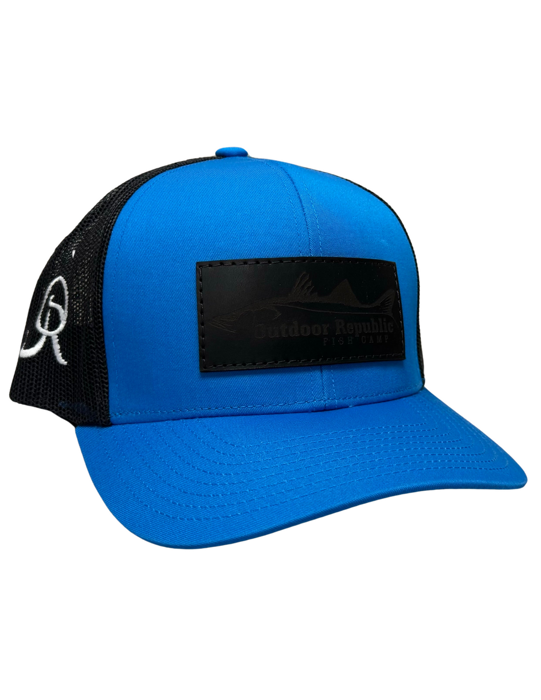 Outdoor Republic Fish Camp Leather Patch Snapback- Panther Teal/Black