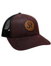 OR Leather Circle Patch-Burgandy/Black