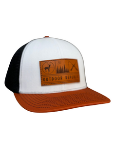 Outdoor Republic Trio Leather Patch Snapback- White/Charcoal/Rust