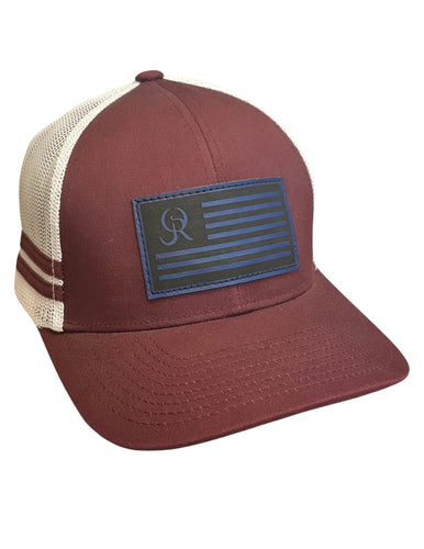 Leather OR Flag Snapback- Maroon/White