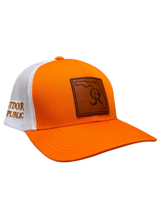 State Road Leather Patch Low Profile Snap Back- Tangerine/White