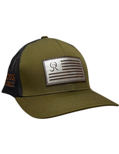 Leather OR Flag Snapback- Moss Green