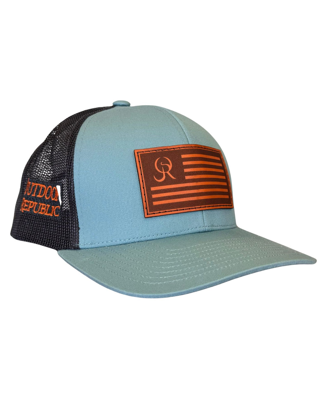 Leather OR Flag Snapback -Smoke Blue/Charcoal