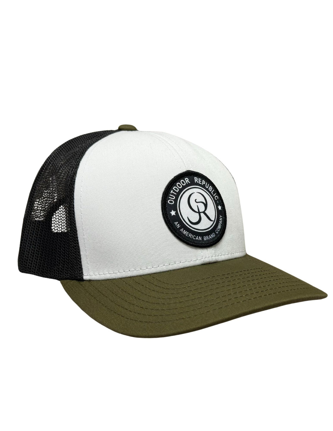 Circle Patch  Snapback-White/Army Green/Black