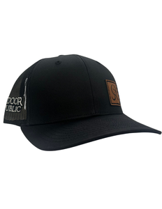 Youth OR Leather Side Patch Snapback- Solid Black