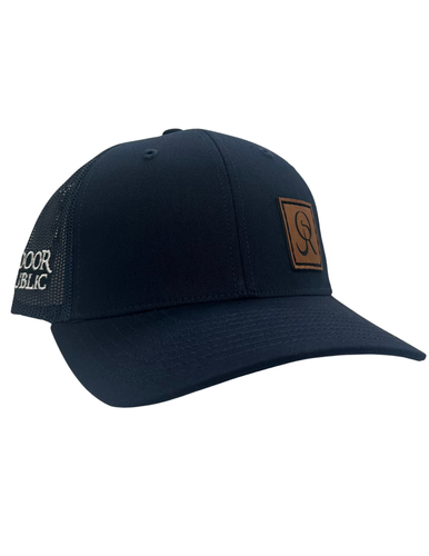 Youth OR Leather Side Patch Snapback- Solid Navy