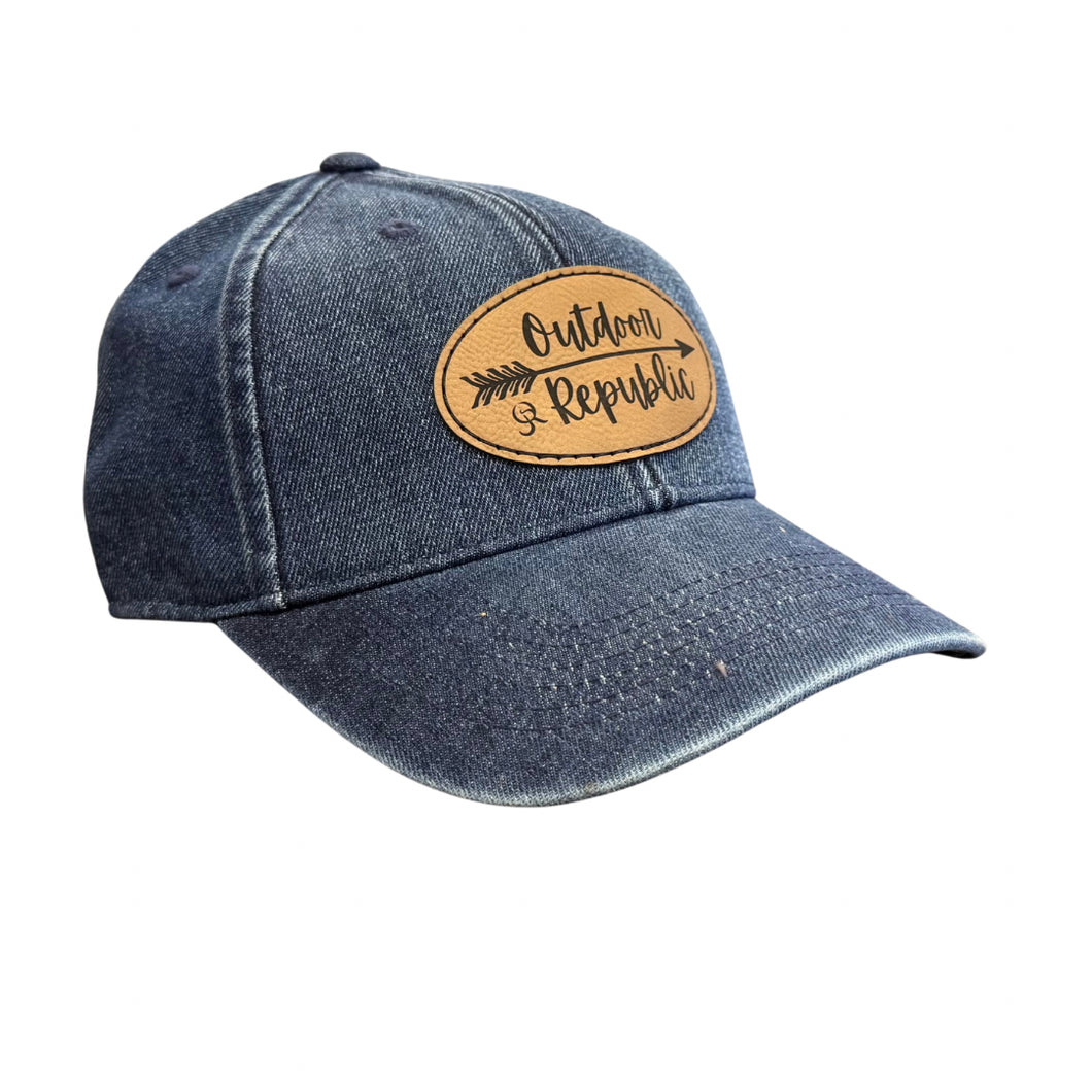 Outdoor Republic Leather Patch Hat-Denim