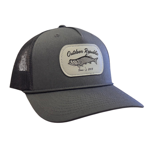 OR Silver King Leather Patch Hat- Solid Charcoal Snapback
