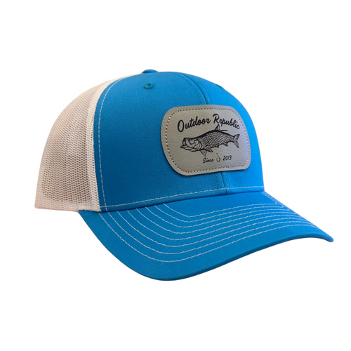 OR Silver King Leather Patch Hat-Cyan/White Snapback