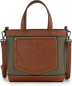 Wrangler Canvas Mini Top Handle Tote//Crossbody - Army