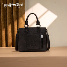 Trinity Ranch Floral Tooled Fringe Tote/Crossbody - Black