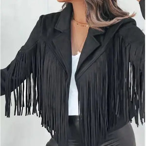 Long Sleeve Faux Suede Tassel Jacket (3 options)