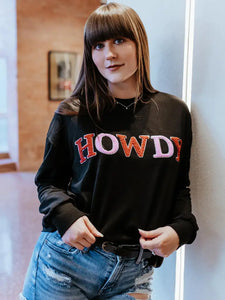 Cowgirl Embroidery Sequins Long sleeve Tee